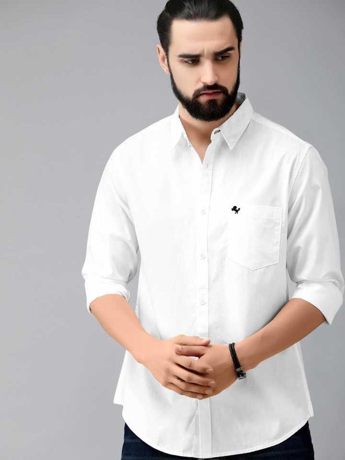 Cotton Solid Full Sleeves Mens Casual Shirt