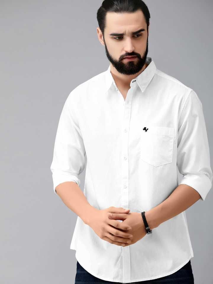 Cotton Solid Full Sleeves Mens Casual Shirt