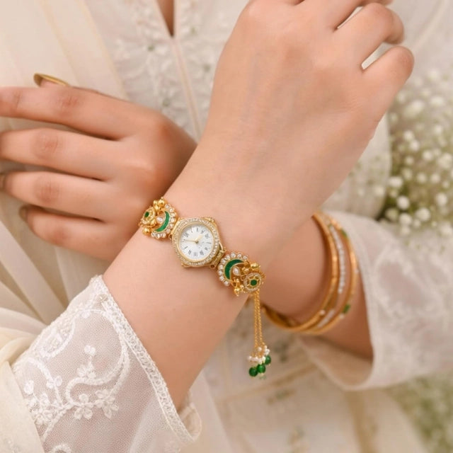 Boho Gold-Plated Tassel Jewelry Watch – Vintage Bracelet Style