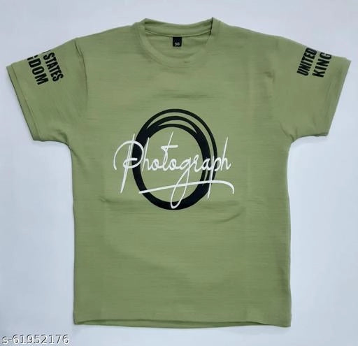 Cotton Round Neck Printed T-Shirt for Boys (Green)
