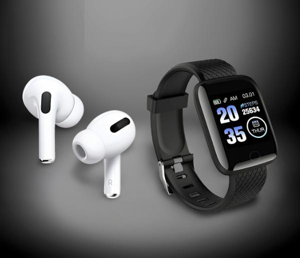 2 in 1 Smartwatch With Buds Combo Pack of 2 Items