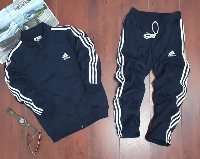 Fleece Hooded Tracksuit for Men – Navy Blue Full Sleeve Casual Winter Tracksuit Set